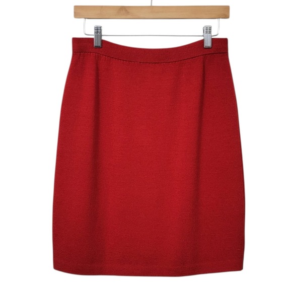 Vtg St John Collection Marie Gray Skirt Suit Set Size 4 Red Santana 2 Piece - Picture 11 of 15